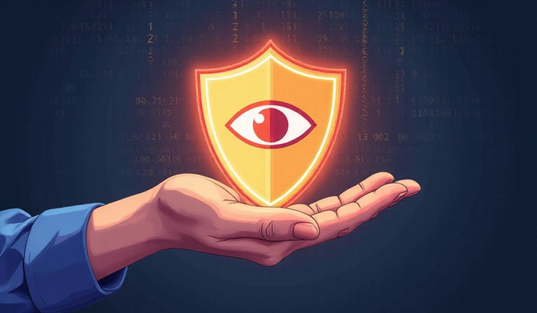 Person holding a shield icon, symbolizing data protection and privacy rights